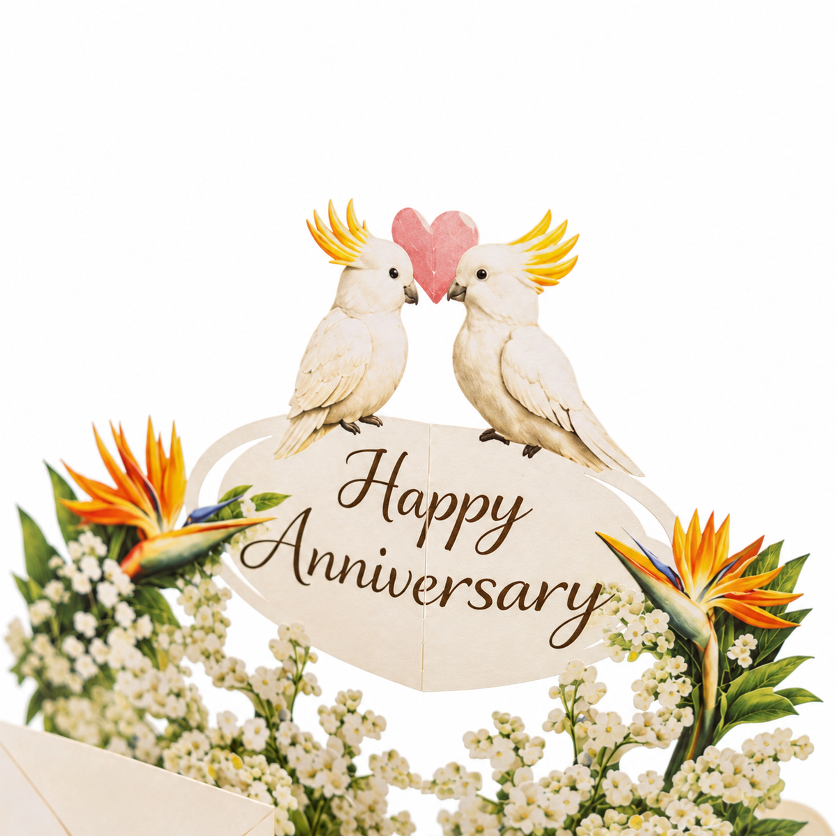 Cockatoo Garden 25th Anniversary Pop-Up Card – 3D Greeting Card & Unique Anniversary Gift