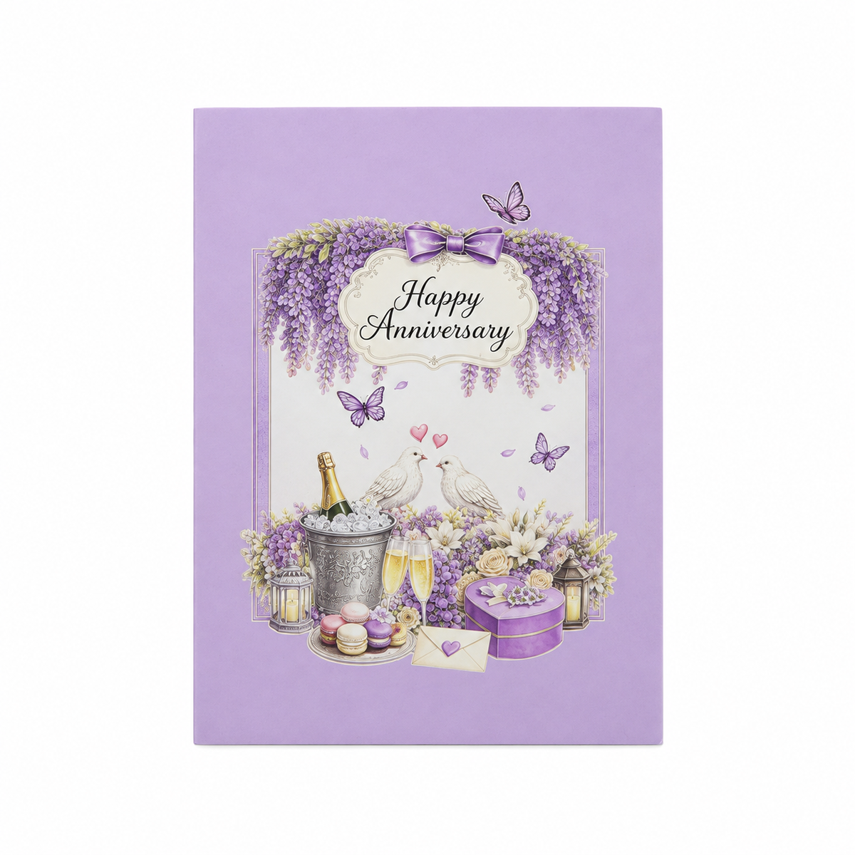 Lavender Wisteria Anniversary Pop-Up Card – 3D Greeting Card & Unique Anniversary Gift