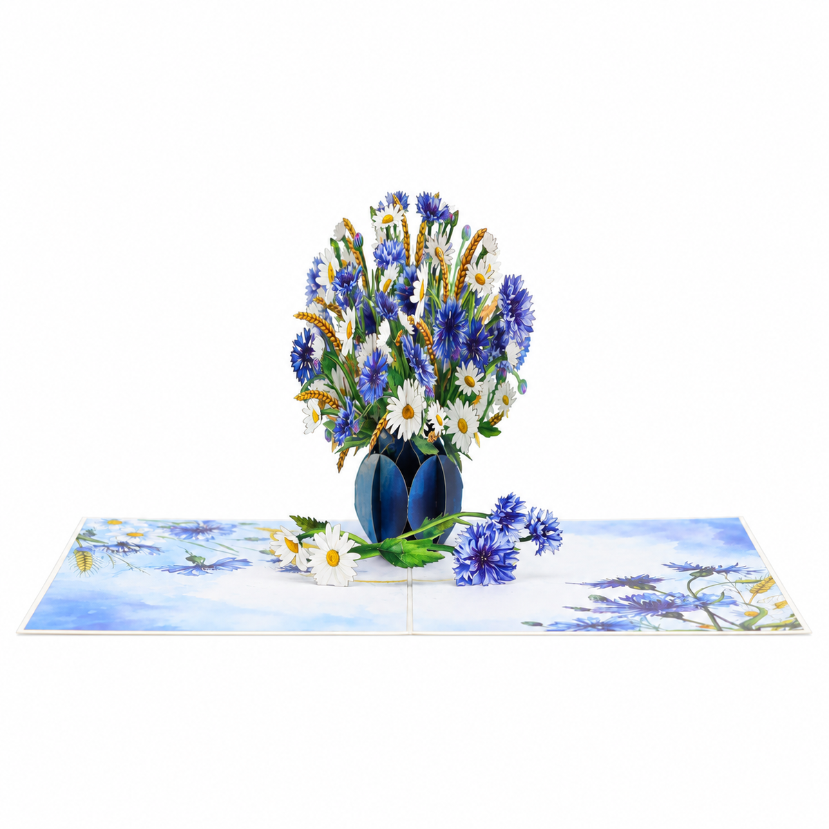 Cornflower & Daisy Bouquet Pop-Up Card – 3D Greeting Card & Memorable Gift