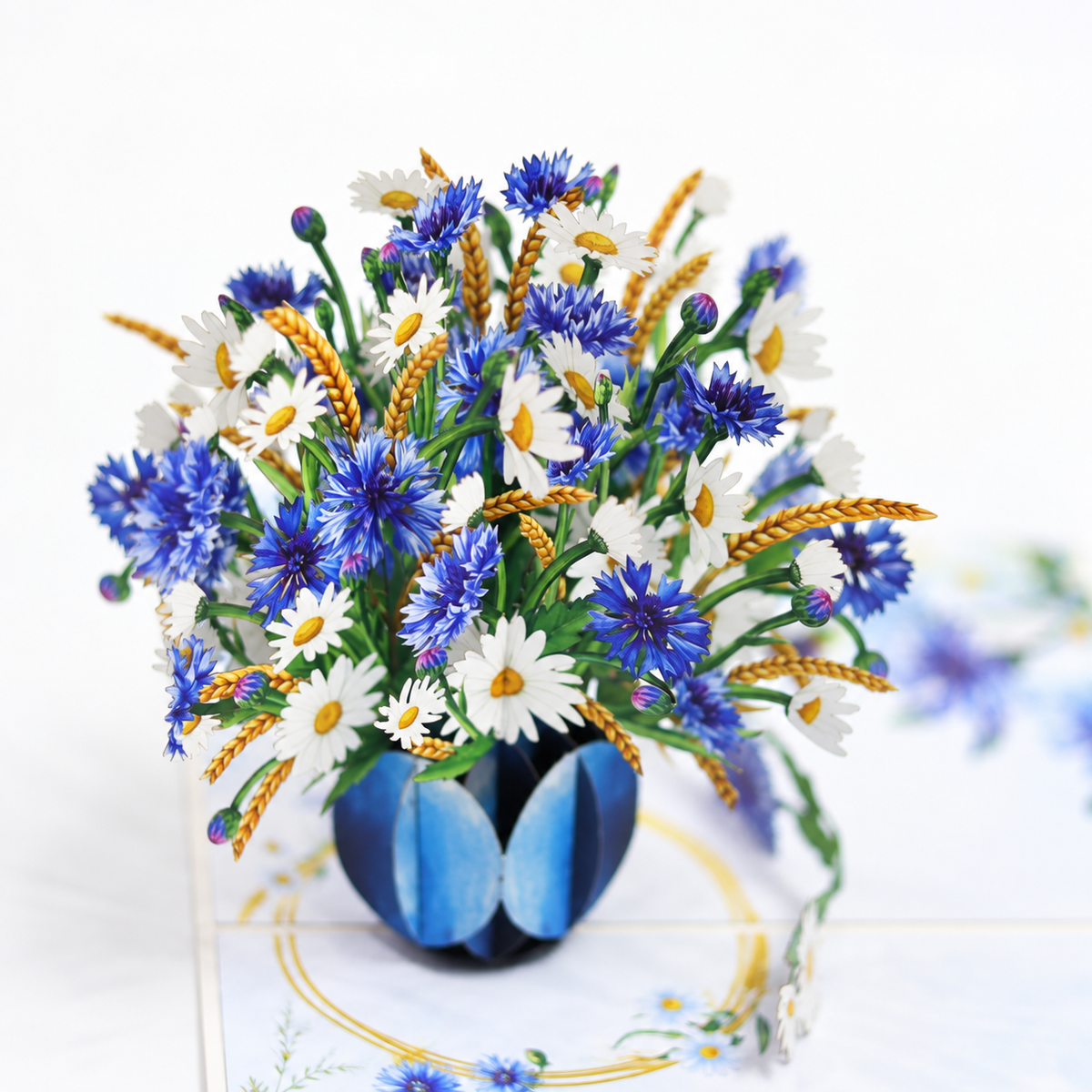 Cornflower & Daisy Bouquet Pop-Up Card – 3D Greeting Card & Memorable Gift