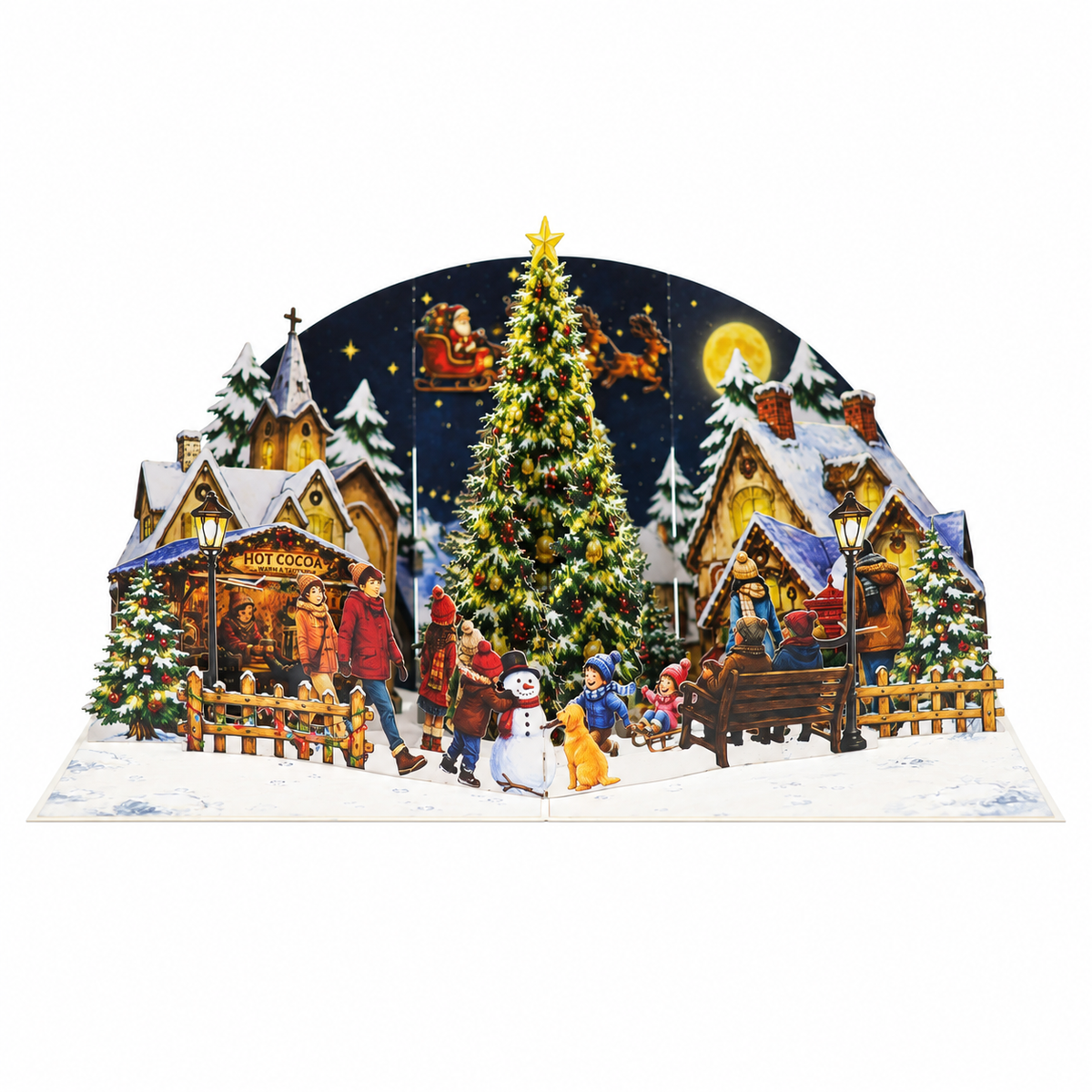 Christmas Tree Town Square Pop-Up Card – 3D Greeting Card & Unique Christmas Gift