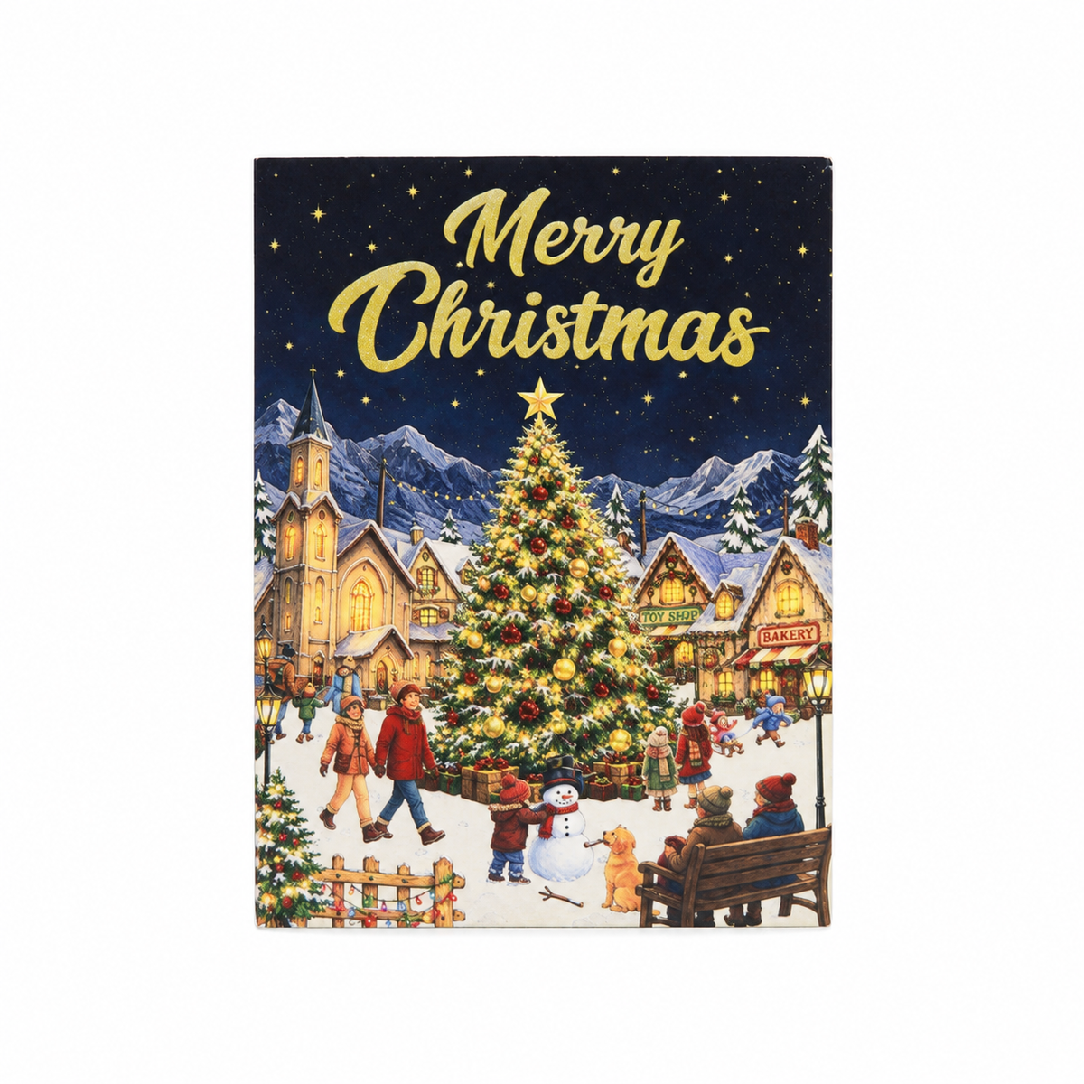 Christmas Tree Town Square Pop-Up Card – 3D Greeting Card & Unique Christmas Gift