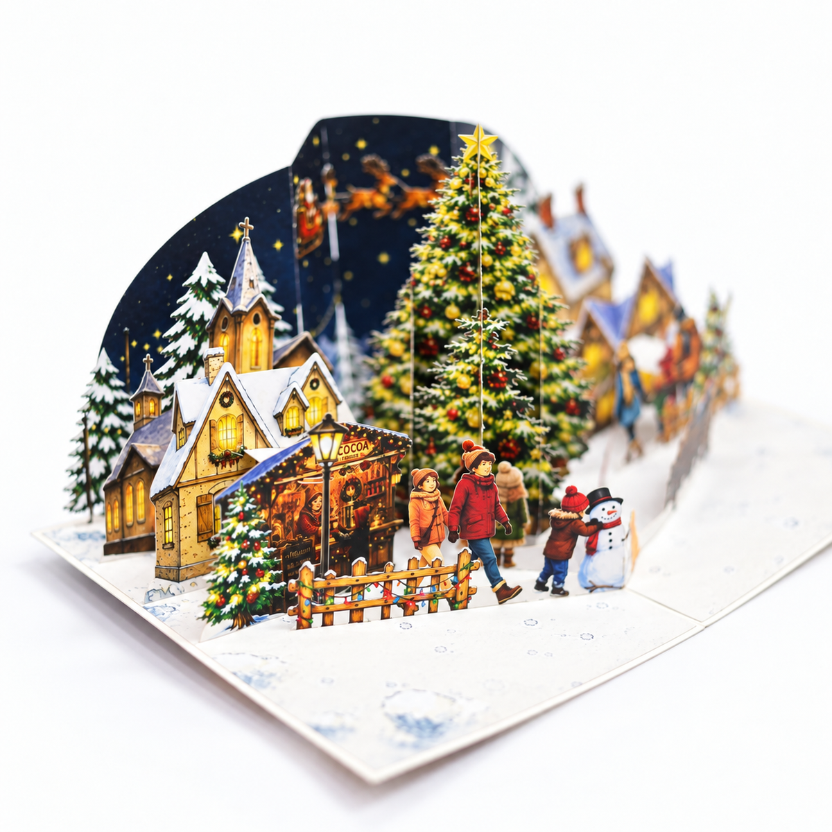 Christmas Tree Town Square Pop-Up Card – 3D Greeting Card & Unique Christmas Gift