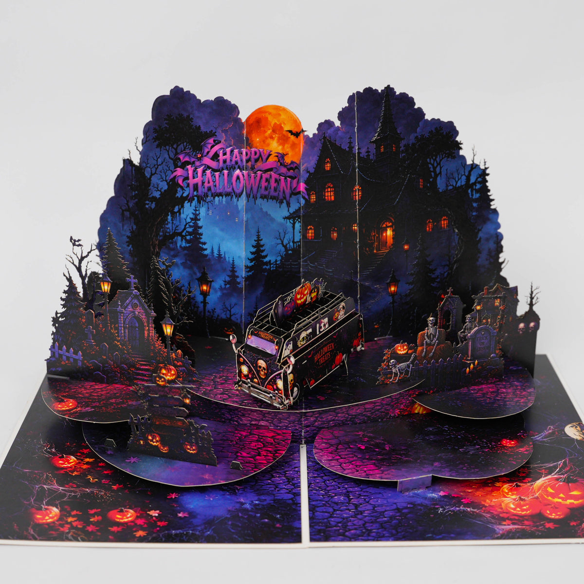 Halloween Van Pop-Up Card – 3D Spooky Halloween Greeting Card & Unique Gift