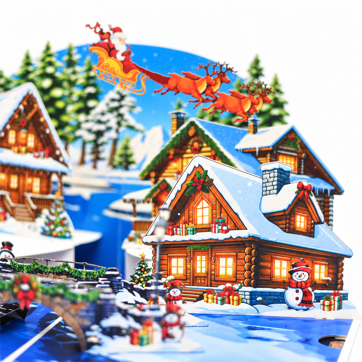 Snowy Christmas Village Pop-Up Card – 3D Greeting Card & Unique Christmas Gift
