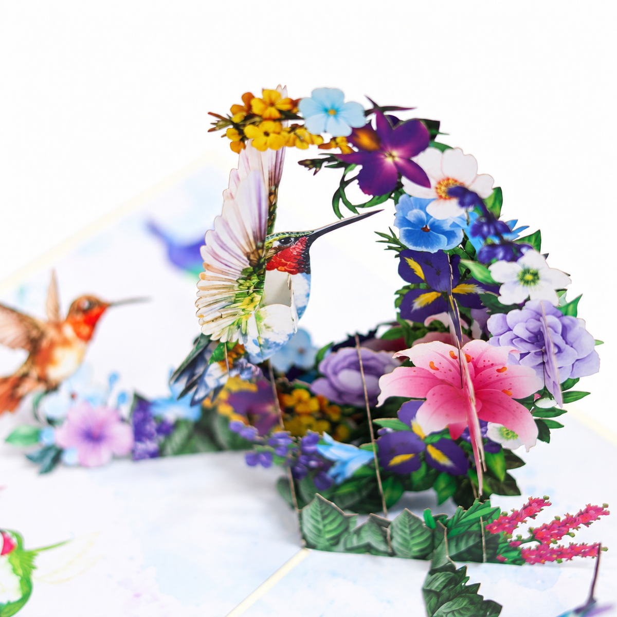 Hummingbird Floral Pop-Up Card – 3D Greeting Card & Memorable Birthday Gift