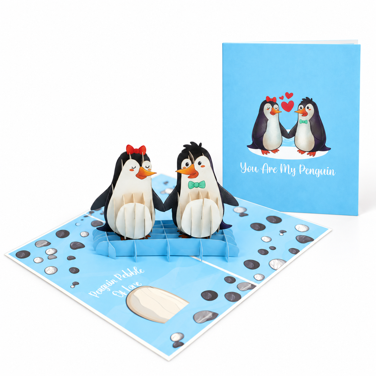 Penguin Pebble of Love Pop-Up Card – 3D Greeting Card & Fun Christmas Gift