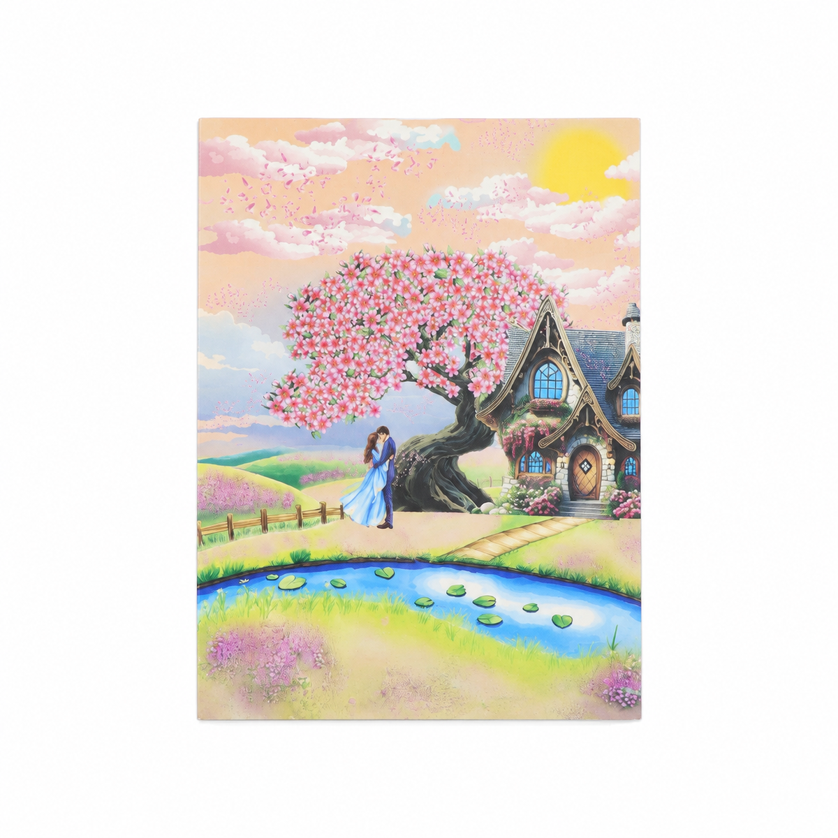 Cherry Blossom Cottage Pop-Up Card – 3D Greeting Card & Memorable Anniversary/Birthday Gift