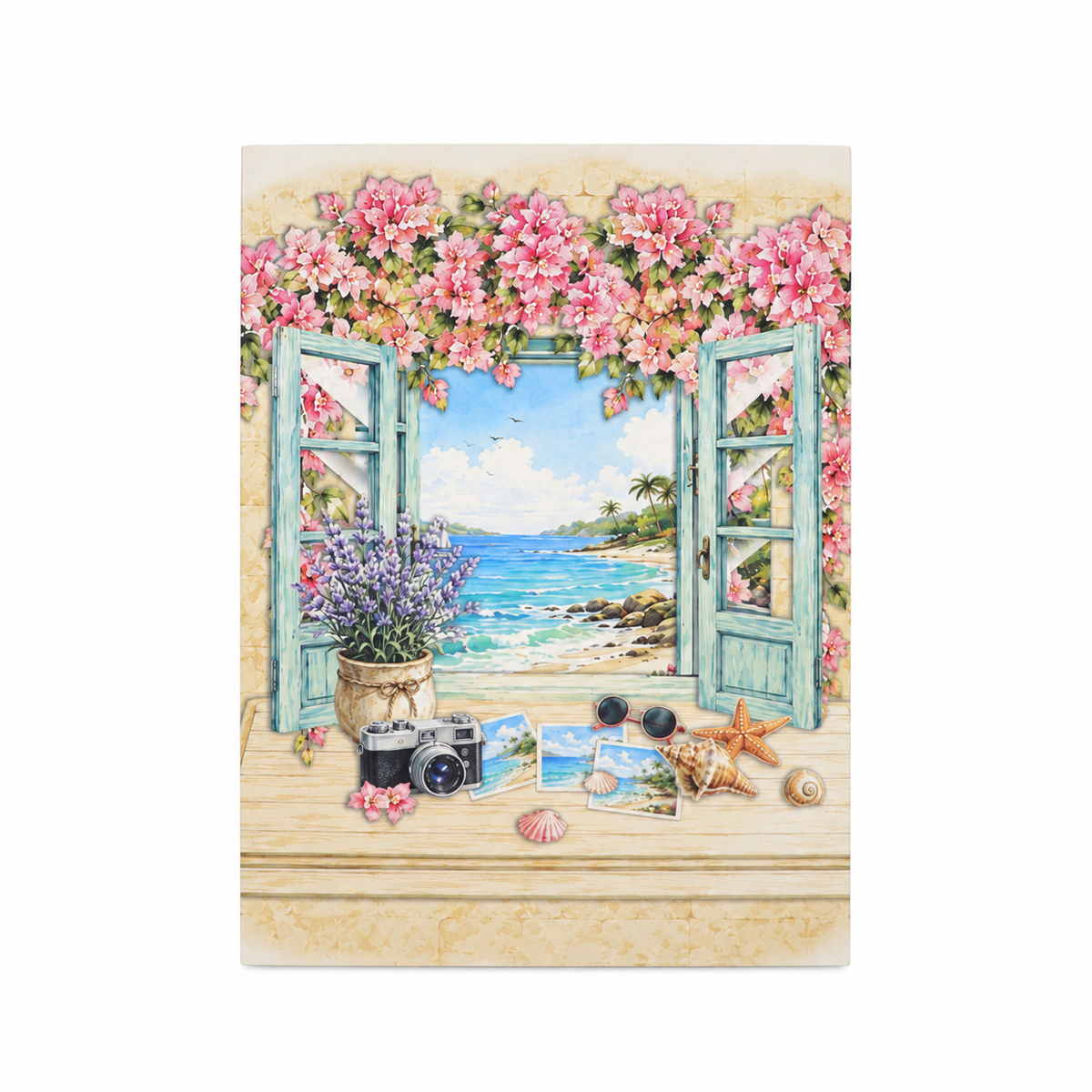 Bougainvillea Beach House Pop-Up Card – 3D Greeting Card & Memorable Anniversary/Birthday Gift