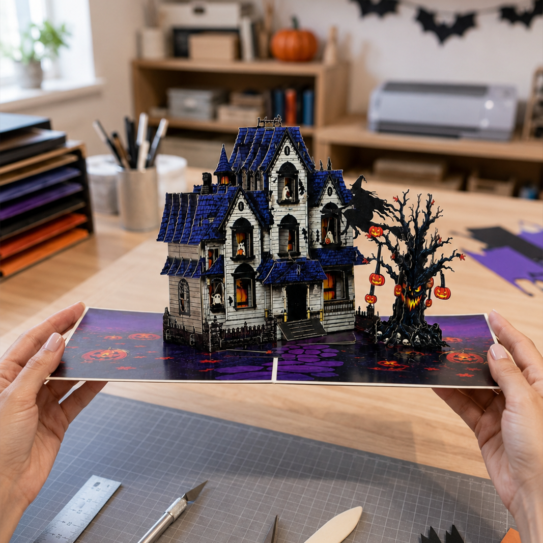 Haunted House Halloween Pop-Up Card – 3D Spooky Greeting Card & Unique Halloween Gift