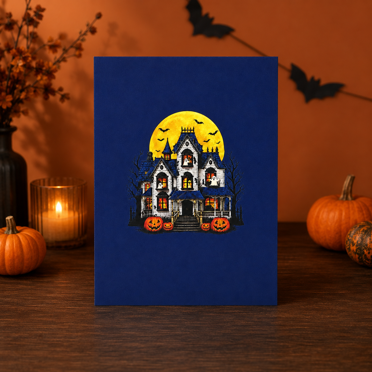 Halloween Horror Family with Kids/Grandkids - Personalized Haunted House Pop-Up Card